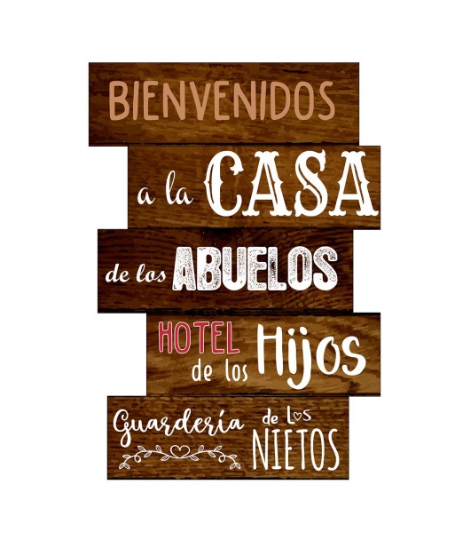 ORIGEN Home Decor Adorno Pared Casa Abuelos Placas Metal Marrón 30x21x1cm