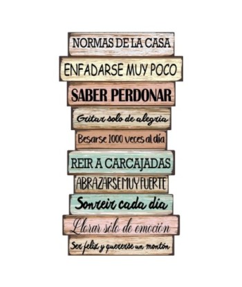 ORIGEN Home Decor Adorno Pared Normas De Casa Placas Metal Marrón 45x25x1cm