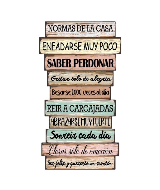 ORIGEN Home Decor Adorno Pared Normas De Casa Placas Metal Marrón 45x25x1cm