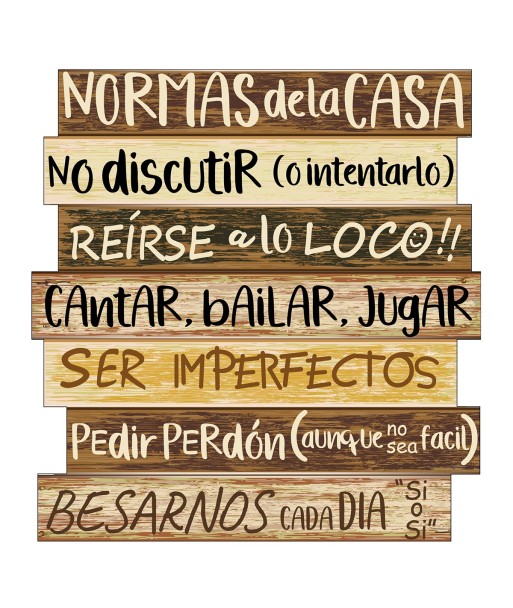 ORIGEN Home Decor Adorno Pared Normas De Casa Placas Metal Marrón 32x30x1cm