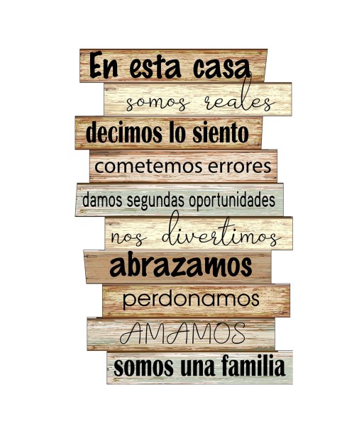 ORIGEN Home Decor Adorno Pared Familia Placas Metal Marrón 45x29x1cm