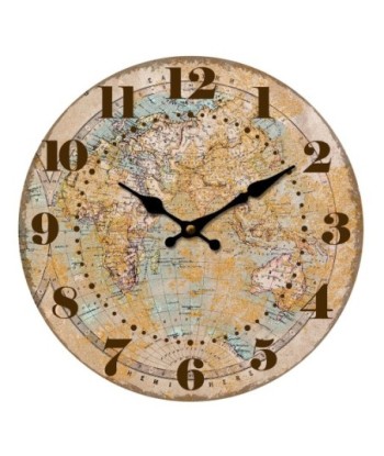 ORIGEN Home Decor Reloj Mapa Relojes Naranja Redondo 34x34x4cm Decoración Pared Vintage