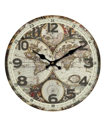 ORIGEN Home Decor Reloj Mapa Vintage | Verde Redondo 34x34x4cm