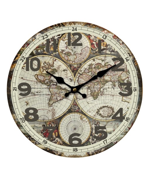 ORIGEN Home Decor Reloj Mapa Vintage | Verde Redondo 34x34x4cm