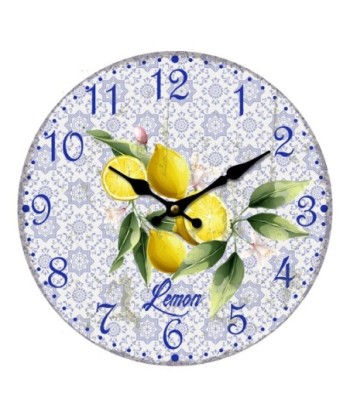 ORIGEN Home Decor Reloj Limon Lila Redondo - 34x34x4cm | Relojes de Pared Vintage para Decorar | Diseño Mapamundi