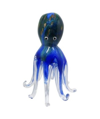 ORIGEN Home Decor Pisapapel Pulpo Azul 17x11x11cm - Elegante Decoración de Cristal para Oficina u Hogar