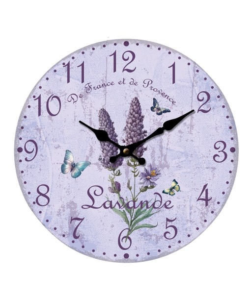 ORIGEN Home Decor Reloj Relojes Lila Redondo - 34x34x4cm Vintage Mapamundi