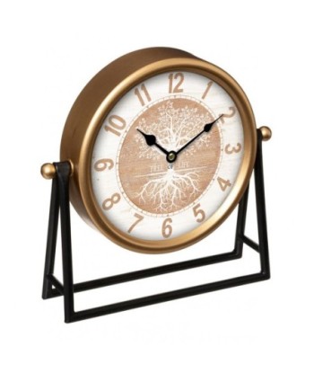 ORIGEN Home Decor Reloj De Mesa Redondo Marrón 21x21x10cm - Decoración Vintage para Hogar