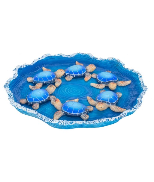 Pack 12 Tortugas Azules con Bandeja Incluida para Decoración del Hogar