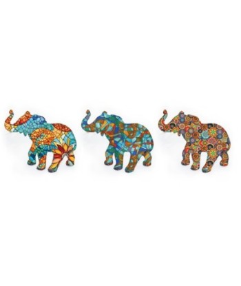 ORIGEN Home Decor Elefante 3U Animales Figura de Elefante Marrón - 11x12x7cm