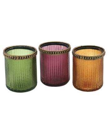 ORIGEN Home Decor Portavelas 3U Jarrones Y Portavelas Verde - 8x7x7cm