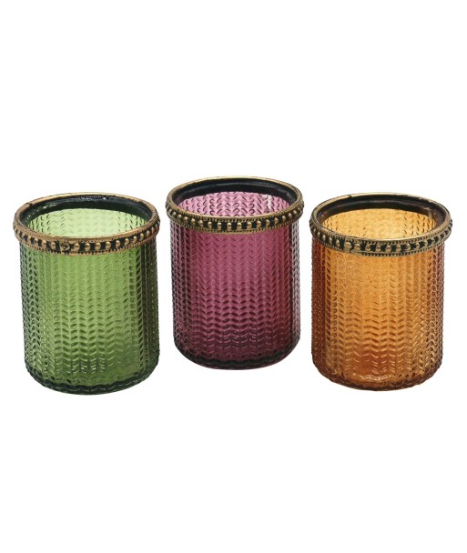 ORIGEN Home Decor Portavelas 3U Jarrones Y Portavelas Verde - 8x7x7cm