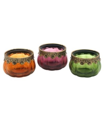 ORIGEN Home Decor Portavelas 3U Jarrones Y Portavelas Verde - 6x9x9cm