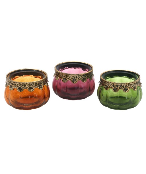 ORIGEN Home Decor Portavelas 3U Jarrones Y Portavelas Verde - 6x9x9cm