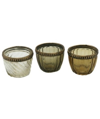 ORIGEN Home Decor Portavelas 3U Jarrones Y Portavelas Gris - 5x6x6cm