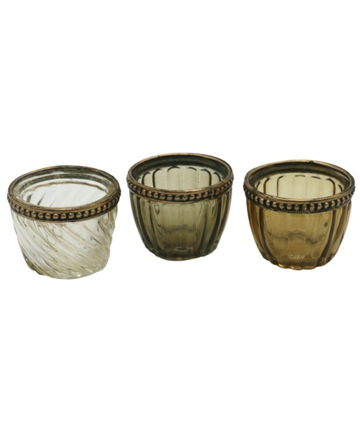 ORIGEN Home Decor Portavelas 3U Jarrones Y Portavelas Gris - 5x6x6cm