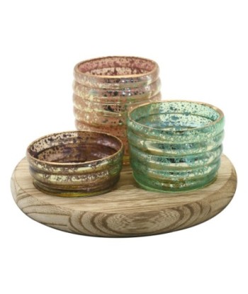 ORIGEN Home Decor Bandeja Portavelas 3U Jarrones Y Portavelas Marrón - 10x18x18cm