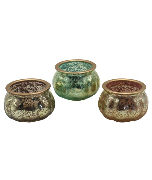 ORIGEN Home Decor Portavelas 3U Jarrones y Portavelas Marrón - 6x9x9cm