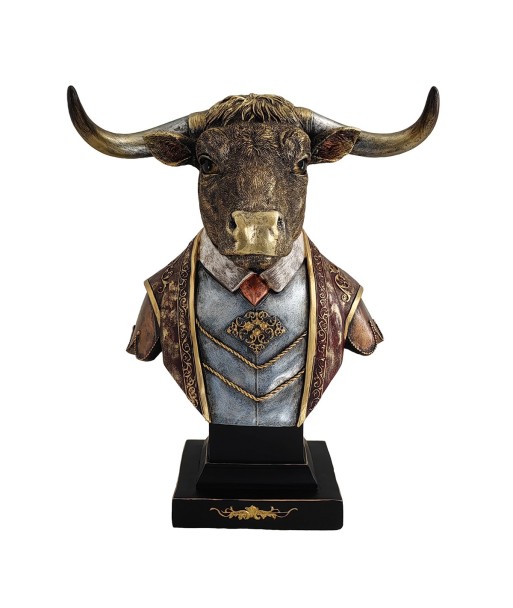 ORIGEN Home Decor Toro Animales | Figura de Animal Gris - 36x28x21cm