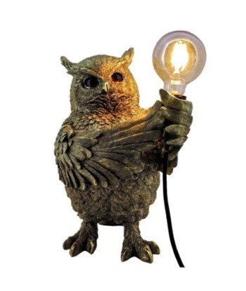 ORIGEN Home Decor Buho Con Luz Lamparas | Figura de Búho Marrón - 38x25x23cm