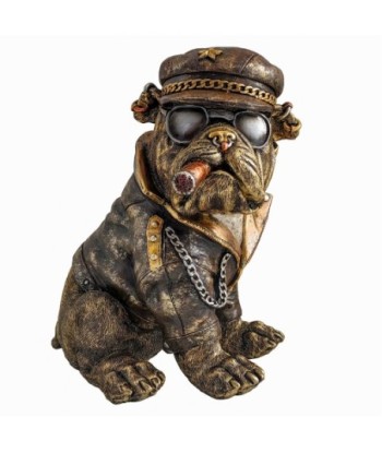 ORIGEN Home Decor Perro Bulldog Animales Figura de Perro Marrón - 22x19x18cm