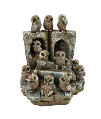 ORIGEN Home Decor - 12 Buhos De La Suerte | Figura de Búho Marrón - 18x20x17cm