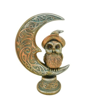 ORIGEN Home Decor Buho Sobre Luna Fantasia - Figura de Búho Marrón 17x12x6cm