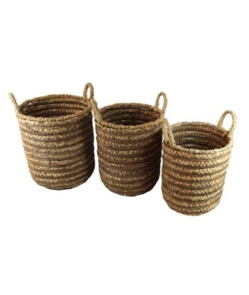 Set de 3 cestas de jacinto de agua natural para decoración del hogar