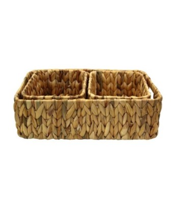 Pack de 3 cestas de jacinto de agua natural para decoración