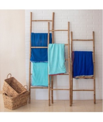 Escalera plegable de 5 escalones de bambú resistente y ligera para el hogar y la oficina