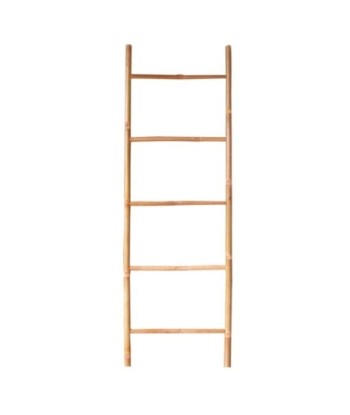 Escalera plegable 5 escalones de bambú resistente y ligera para el hogar y la oficina, 150 cm