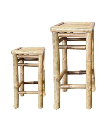 Conjunto 2 taburetes de bambu para decoración de interiores