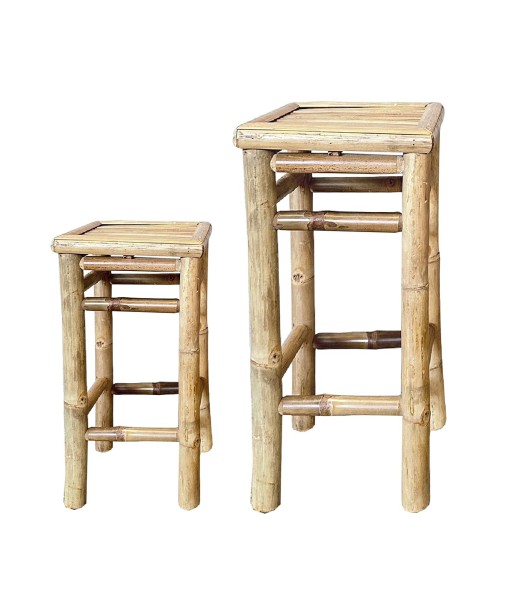 Conjunto 2 taburetes de bambu para decoración de interiores