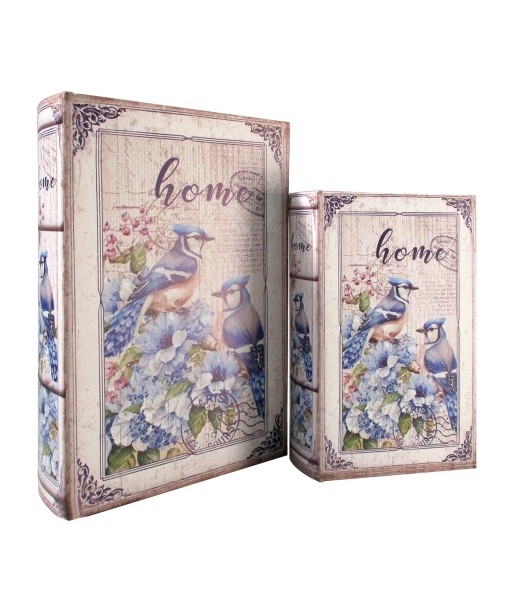 ORIGEN Home Decor Caja Libro Pajaro 2U Lila Rectangular 27x18x7cm