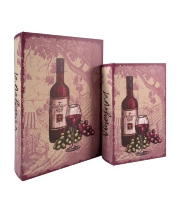ORIGEN Home Decor Caja Libro Uva Y Vino 2U Marrón Rectangular - 27x18x7cm