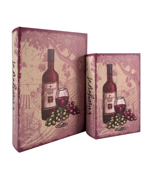 ORIGEN Home Decor Caja Libro Uva Y Vino 2U Marrón Rectangular - 27x18x7cm