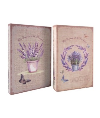 ORIGEN Home Decor Caja 2U Lila Rectangular 26x17x5cm - Cajas Libro de Diseño Exclusivo para Decoración del Hogar