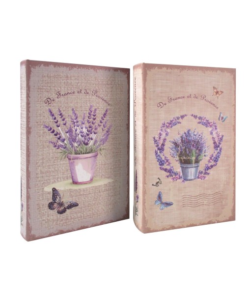 ORIGEN Home Decor Caja 2U Lila Rectangular 26x17x5cm - Cajas Libro de Diseño Exclusivo para Decoración del Hogar