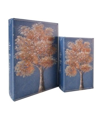 ORIGEN Home Decor Caja Libro Arbol 2U Azul Rectangular - 27x18x7cm