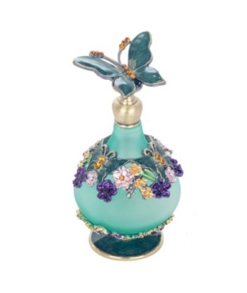 ORIGEN Home Decor Botella De Perfume Miniaturas Azul 9x5x5cm Metal y Cristal