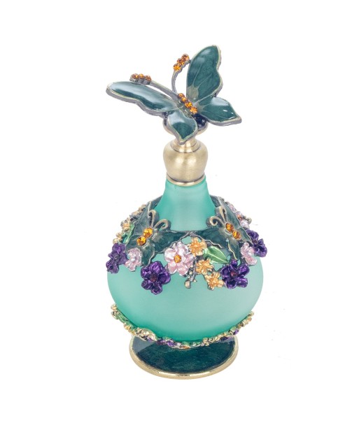 ORIGEN Home Decor Botella De Perfume Miniaturas Azul 9x5x5cm Metal y Cristal