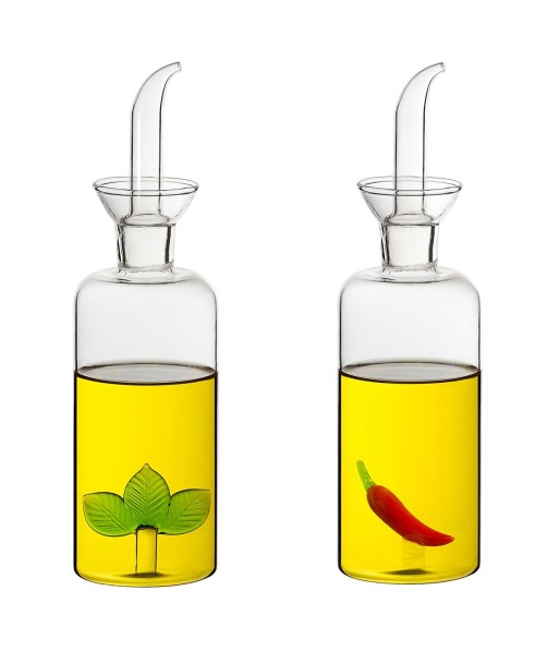 Vinagrera de Vidrio 250ml con 2 Difusores para Aceite y Vinagre, Elegante Utensilio de Cocina para Condimentos