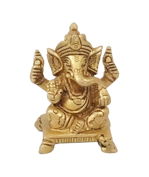 Figura de Buda Ganesha Oriental Metal Dorado 6 cm x 4 cm x 5 cm