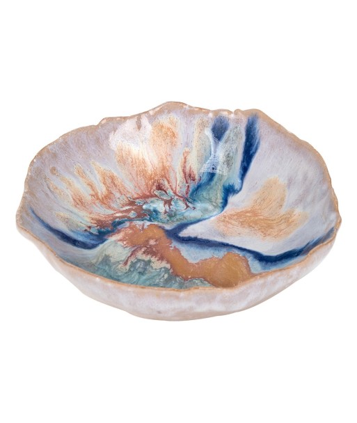 ORIGEN Home Decor Bandeja Ovalada de Piedra Plateada | Bandeja de Vajilla Bohemio - 5x15x14cm