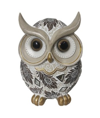 ORIGEN Home Decor Buho Buhos Figura de Búho Gris 16x12x8cm Resina Alta Calidad