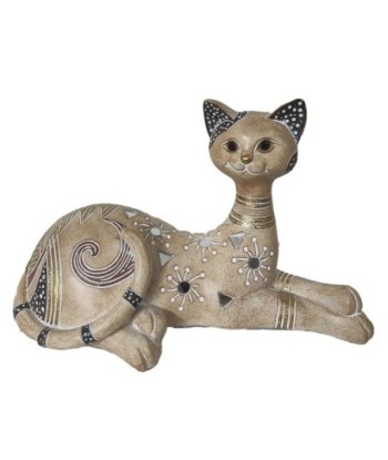 ORIGEN Home Decor Gato Animales | Figura de Gato Gris - 15x24x11cm