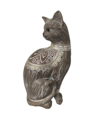 ORIGEN Home Decor Gato Plateado - Figura de Gato Animales 29x15x11cm