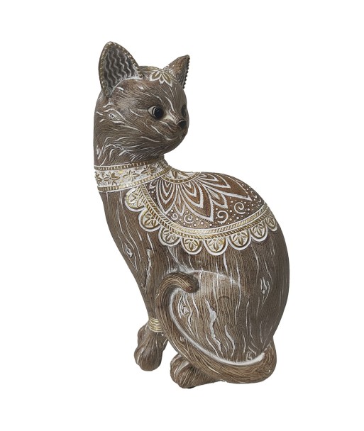 ORIGEN Home Decor Gato Animales | Figura de Gato Gris - 24x15x10cm