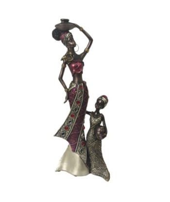 ORIGEN Home Decor Figura Africana Africanas Y Elefantes | Figura de Africana Gris - 34x13x6cm