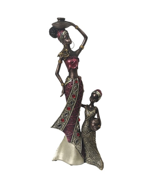 ORIGEN Home Decor Figura Africana Africanas Y Elefantes | Figura de Africana Gris - 34x13x6cm